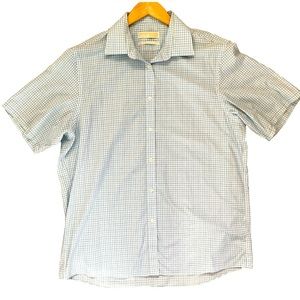 Michael Kors Mens Button Down Short Sleeve Shirt in Multi Plaid sz 16.5 32/33